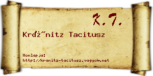 Kránitz Tacitusz névjegykártya